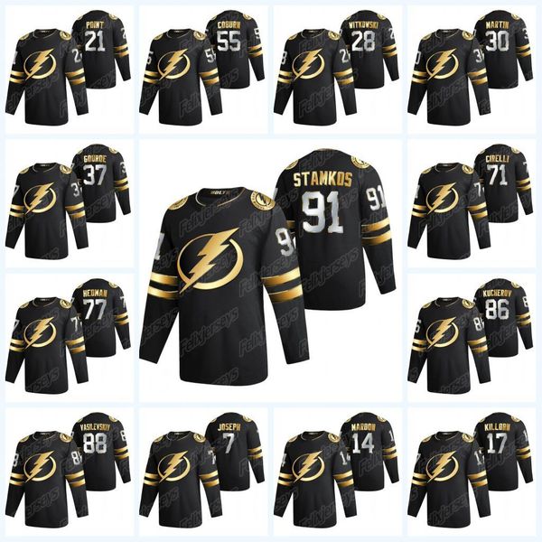 Steven Staos 2020-21 Golden Limited Edition Black Jersey Tampa Bay Lighing Mikhail Sergachev Nikita Kucherov