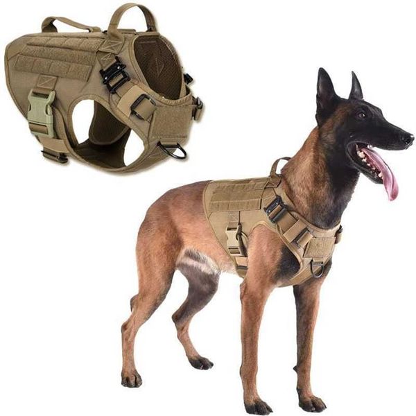 Arnês tático militar para cães de estimação, colete de nylon, bungee, coleira para cães pequenos e grandes, acessórios k9 alemão 2107192a