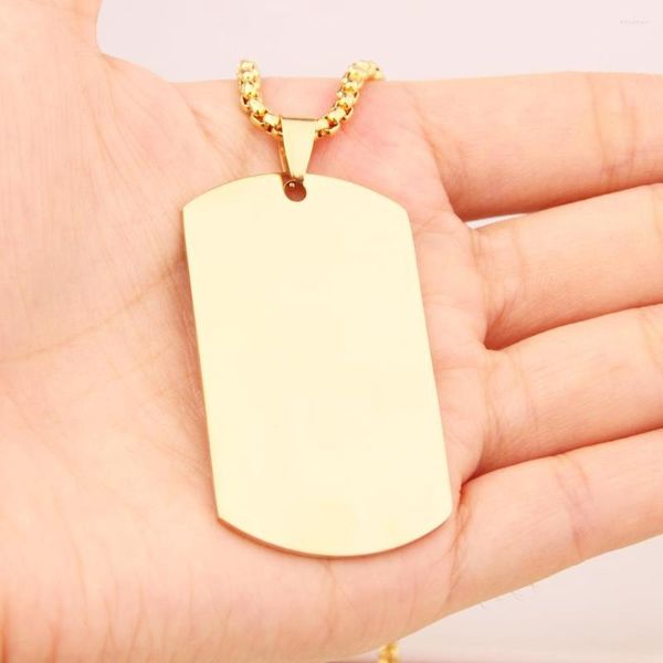 Collane con ciondolo Cool Gold Color Dog Tag Collana da donna in acciaio inossidabile da uomo in titanio con catena a scatola libera