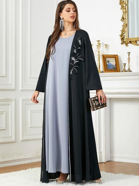 Etnik Giyim Eid Müslüman Abaya Kadınlar için Jalabiya Fas Kaftan Cadiagn Robe Parti Elbiseleri Dubai Abayas Kaftan Vestidos Arap Uzun