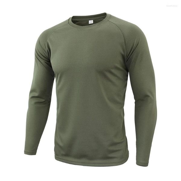 Camisetas masculinas outono mola de outono manga longa de manga longa camuflagem t-shirt rápido seco do exército militar camisa caza esporte de caça a roupas de caça