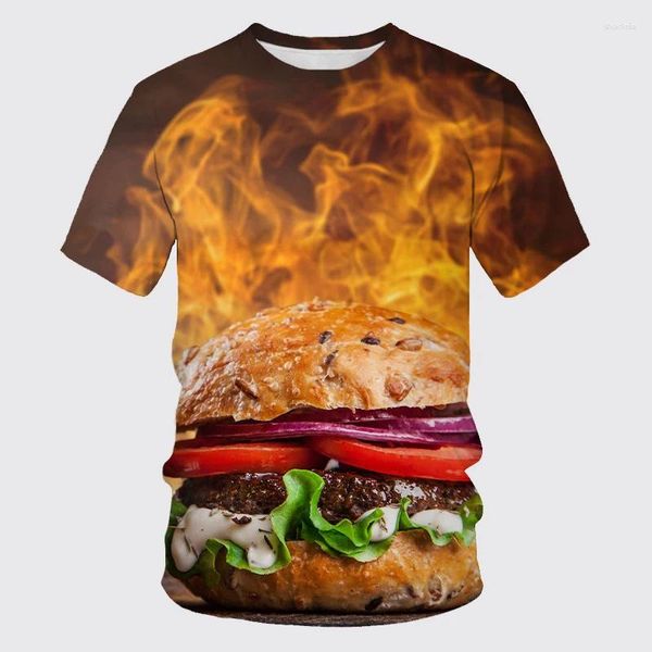 T-shirt da uomo Hamburger Pizza Stampa 3D Estate O-Collo Manica corta T-shirt casual Oversize Streetwear Ragazzi Bambini Divertenti Magliette Top