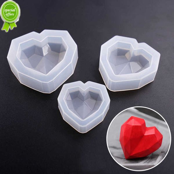 Novo 1pcs 3d Love Heart Design Silicone Bolo Moldes Diamante Moldes