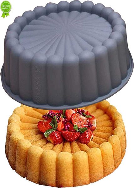 New Silicone Charlotte Tortiera Stampo Riutilizzabile Tortiera Scanalata Stampi Rotondi Antiaderenti per Torta Crostata Cheesecake Brownie Torta Crostata