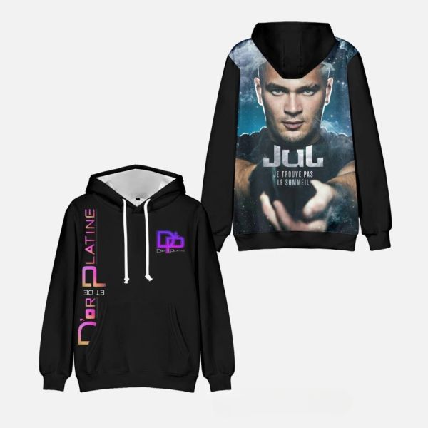 Rapper jul c'est pas des lol impressão 3d oversized feminino/masculino moletom com capuz streetwear hip hop pulôver com capuz jaqueta outerwear