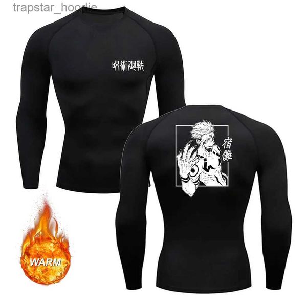 Roupa íntima térmica masculina roupa íntima térmica anime juju kaisen camisa de compressão meia-calça masculina academia corrida esqui patinação treino longo sle tee l231130