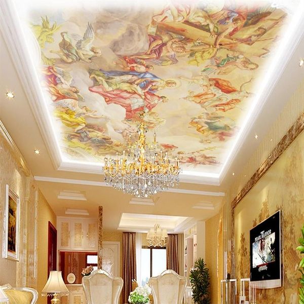 Europese stijl dakschildering plafond plafond behang muurschildering 3d behang 3d behang voor tv achtergrond2623