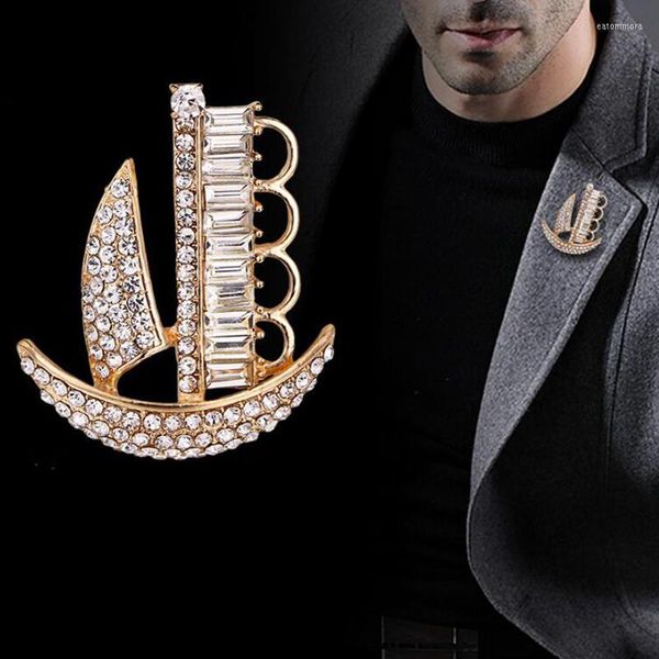 Broschen SaYao 1 Stück Mode Anzug Anzüge Brosche Pins Full Crystal Boat Ship Corsage Anstecknadel