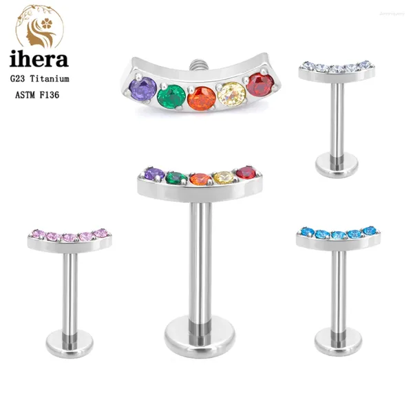 Pendientes de tuerca G23, tachuelas de titanio, circonita colorida pavimentada, 16G, Labret, labio, oreja, cartílago, Daith, joyería corporal