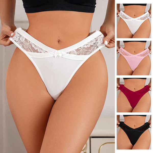 3 stücke Spitze Transparent Sexy Dessous frauen Baumwolle Slip Weiß Schleife Mesh Höschen Atmungsaktive Muster Low Rise Frau Nahtlose unterwäsche