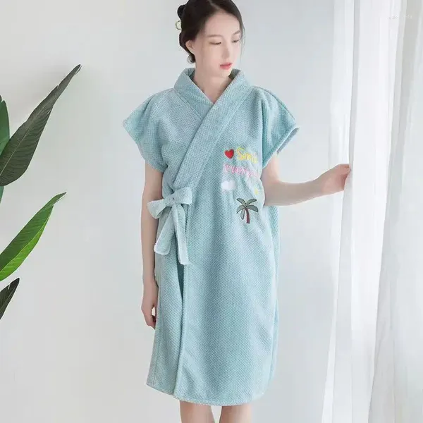 Handtuch Japanischer traditioneller Stil Frau Stickerei Pyjamas Nachtwäsche Cottom Kimono Yukata Lover Home Bademantel Nachthemd Freizeitkleidung