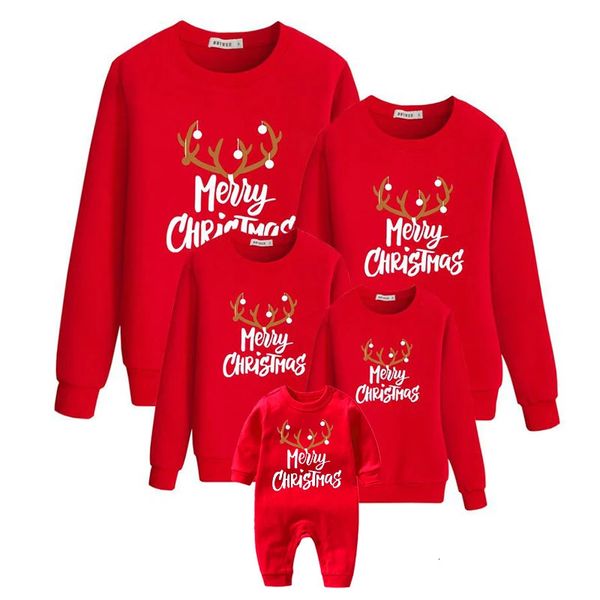 Trajes a juego para la familia Pijamas de Navidad Familia Mamá e hija Ropa a juego Suéter de algodón Estampado de Feliz Navidad Trajes de Navidad a juego para la familia 231129