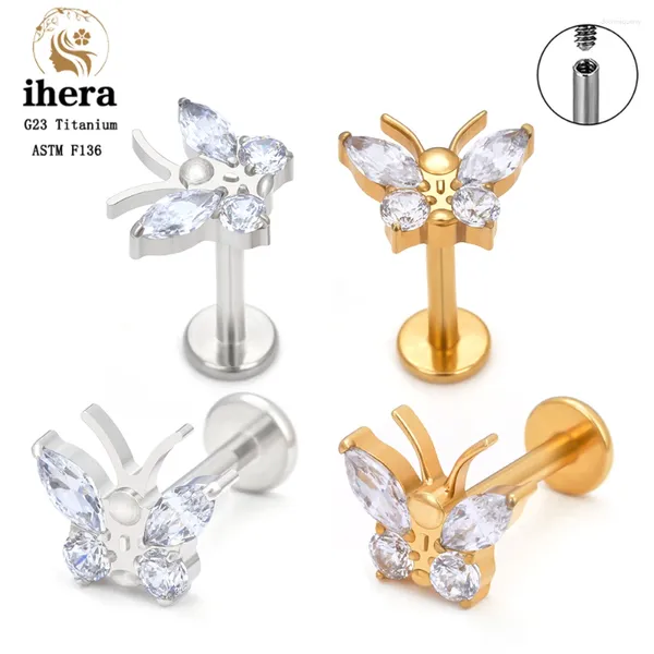 Brincos G23 Titânio ASTM F136 CZ Borboleta Piercing 16G Orelha Tragus Cartilagem Conch Joias