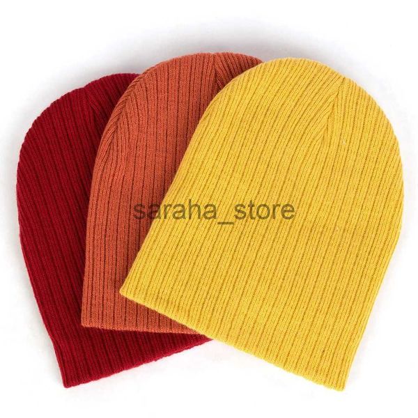 Beanie / Skull Caps Casual Candy Color Recém-nascido Bebê Meninas Listradas Gorros Malha Ao Ar Livre Chapéus Quentes Para Crianças Meninos Criança Bonés Elásticos Chapéus J231130