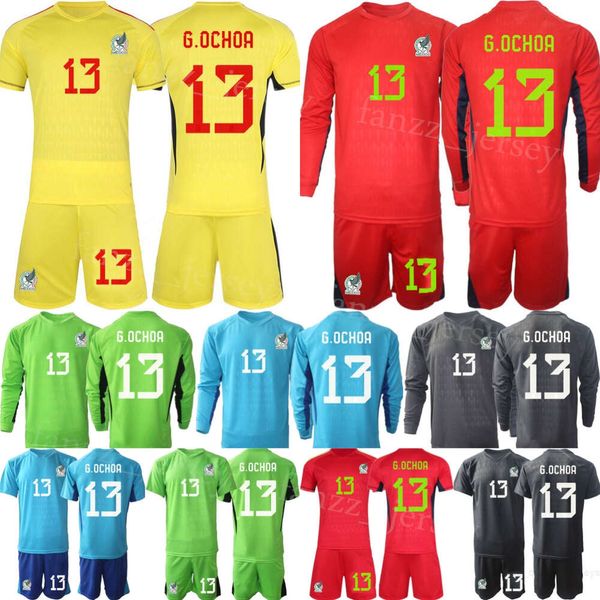 Seleção Nacional GK México Manga Longa BLANCO Conjunto de Camisas de Futebol Goleiro Campos TALAVERA COTA Guillermo Ochoa Antonio Rodriguez Camisa de Futebol Kits 23/24 Mens Kids