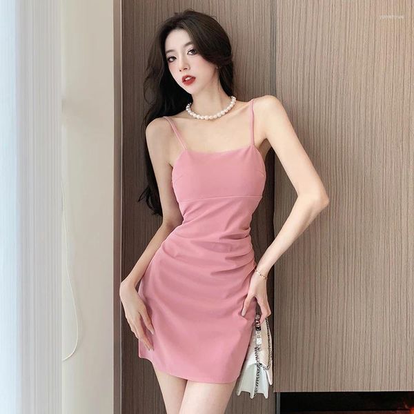 Vestidos casuais irmã real beleza estilo francês temperamento chique plissado saco slim-fit hip cinta vestido primavera verão