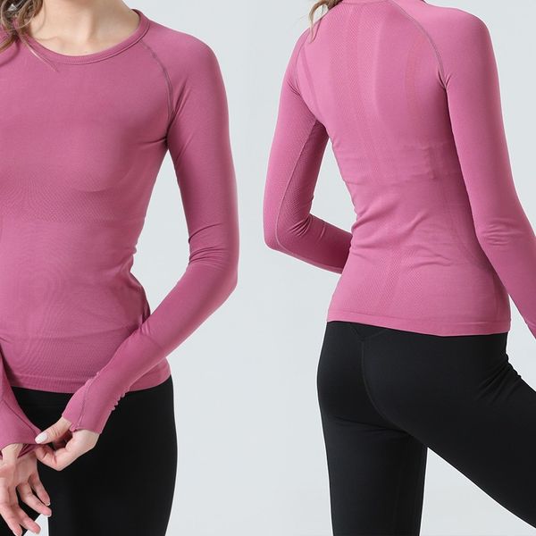 Ll 2.0 nova camiseta feminina de manga longa esportiva yoga secagem rápida em torno do pescoço yoga correndo fitness superior suor-absorvente collants melhor