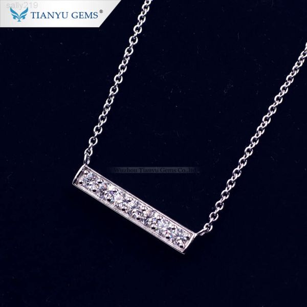 Gemme Tianyu Collana da donna con diamanti moissanite taglio brillante rotondo in oro bianco 14k 18k da 3,0 mm