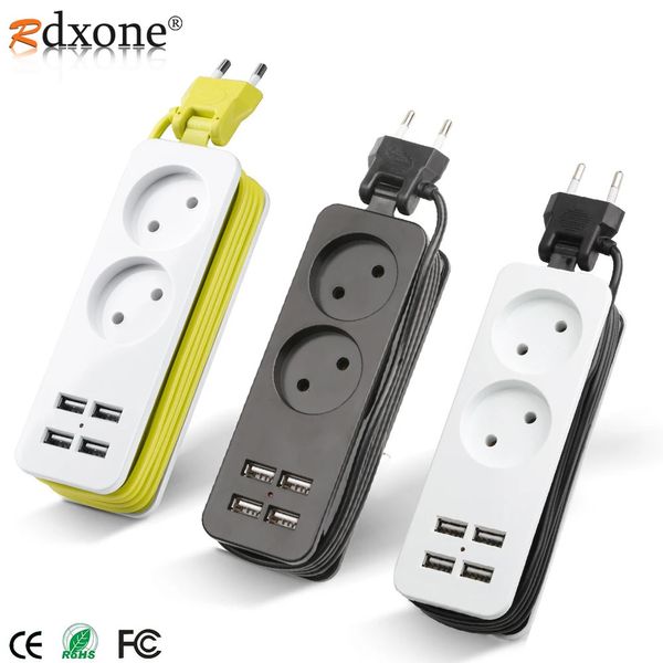 Tiras de energia Cabos de extensão Protetores contra surtos 40mm48mm UE KC Plug Strip com 4 USB Tomada portátil AC Adaptador de viagem Carregador de telefone inteligente 231130