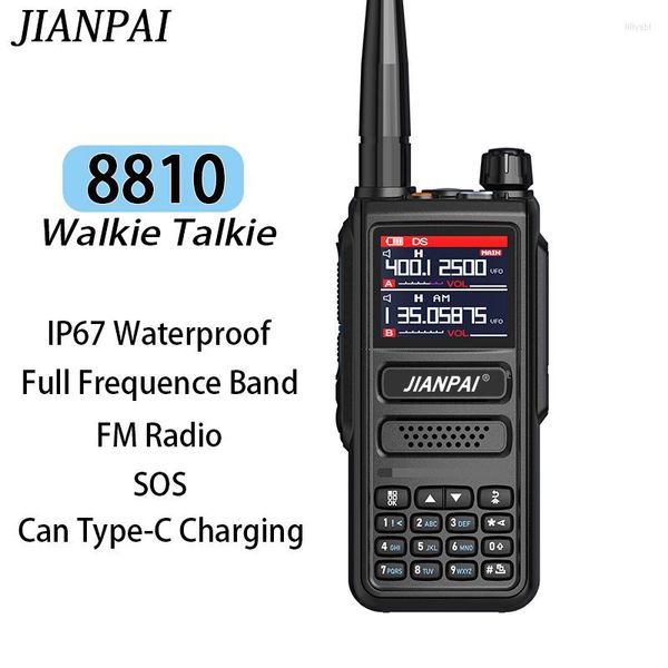 Walkie Talkie JIANPAI 8810 Vollfrequenzband IP67 Wasserdichte Funkgeräte Unterstützt Typ-C-Aufladung UKW-Radio SOS AM MDC1200