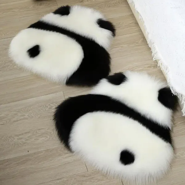 Teppiche Panda-Pelzteppich, Heimdekoration, weiches, flauschiges Fellkissen, Innentürmatte für Schlafzimmer, Wohnheim, Nachttisch, kleiner Teppich, Kunstschaffell
