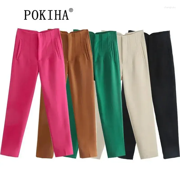 Calças femininas Pokiha 2023 lápis 28 cores cintura alta para mulheres branco preto streetwear senhoras calças verão escritório wear