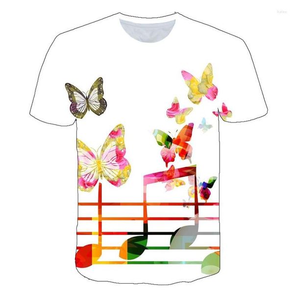 T-shirt da uomo Nota musicale Stampa 3D T-shirt divertente da musica Uomo Donna Moda Sexy Harajuku Top Tee Camicia divertente