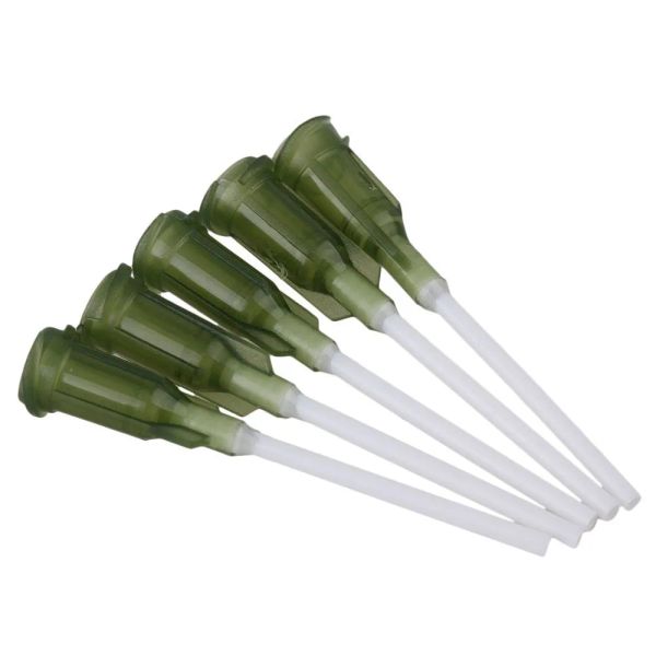 Atacado verde oliva 1 polegada 14Ga conector espiral de plástico agulhas de distribuição com agulha de ponta romba PP (pacote de 100) BJ