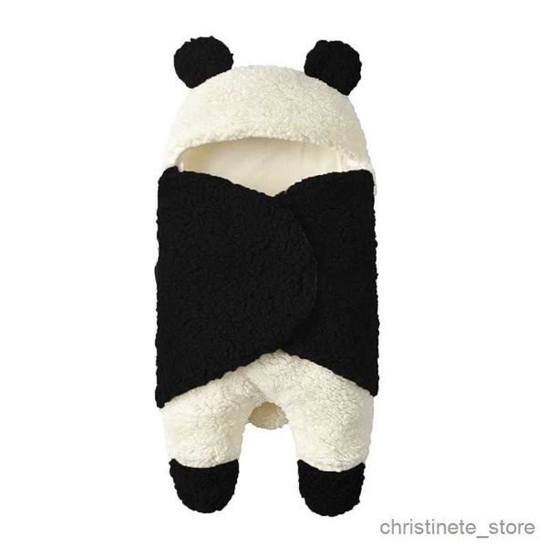 Cobertores Swaddling Bebê Dos Desenhos Animados Panda Cor Lã De Cordeiro Bebê Quilt Saco De Dormir De Pelúcia Swaddle Macio Infantil Cobertor Saco De Dormir Outono E Inverno R231130