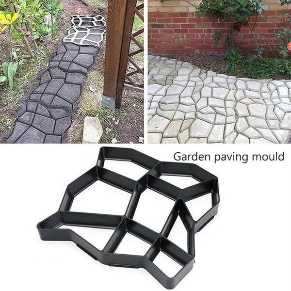 Uds DIY molde de plástico de ladrillo de hormigón fabricante de caminos reutilizable diseño de piedra de cemento pavimentadora molde para caminar para jardín hogar otros edificios 265n