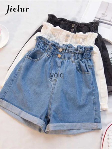 Pantaloncini da donna Jielur Summer Bla Donna Denim S-5XL Harem Ruled Bianco Blu Jeans corti elastici a vita alta femminileyolq