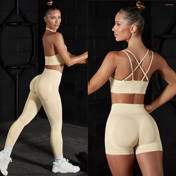 Active Sets Gutashye S-L Seamless Yoga Set Gym Workout Kleidung für Frauen BH Hohe Taille Leggings Sexy Fitness Sportbekleidung Sportanzüge