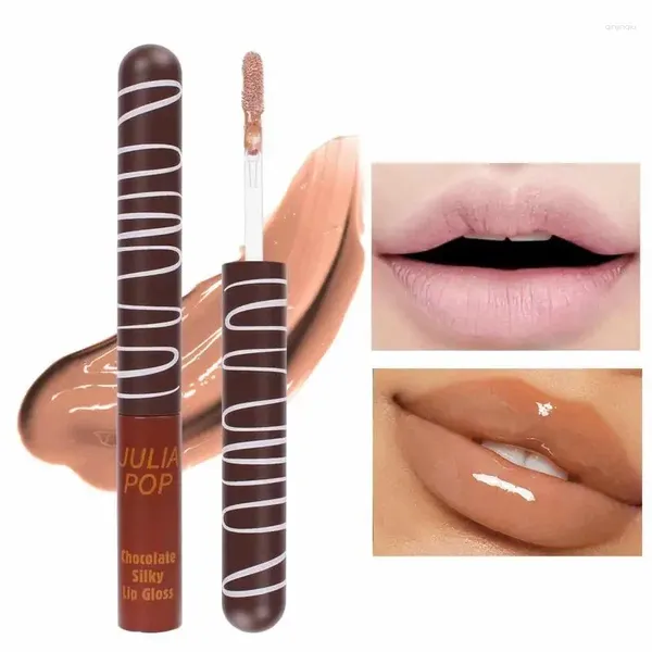 Lip Gloss Chocolate Hidratante Longa Duração Esmalte Na Moda Nude Cor Espelho Líquido Batom Maquiagem Beleza Cosméticos