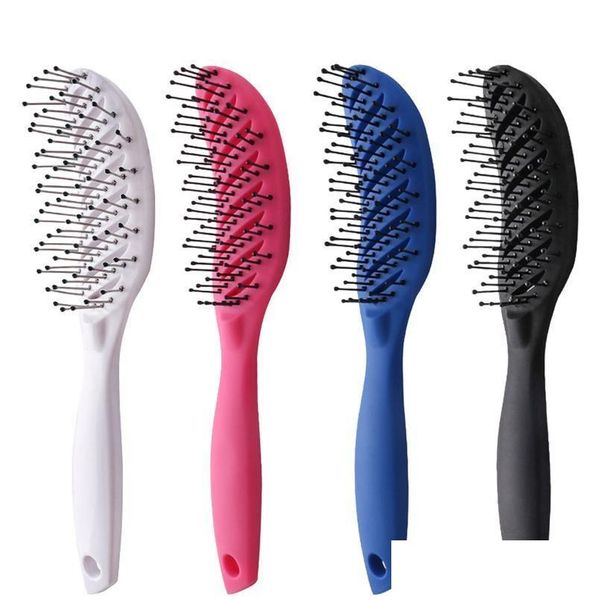 Spazzole per capelli Pettine per capelli curvo antistatico portatile Pettine per capelli a doppio uso asciutto e bagnato Spazzola per styling per parrucchiere Home Salon Styli Sqcxau Drop Delive Dhpve