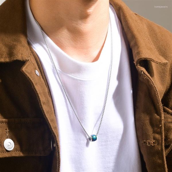 Anhänger Halsketten Mode Temperatur ändern Farbe Stimmung für Männer Frauen Smart Discolor Edelstahl Perlen Kragen Schmuck