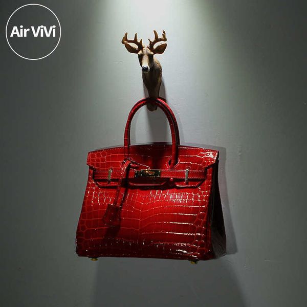 Bolsas de designer de luxo B-rikis loja online Airvivi Novo padrão de crocodilo bolsa de couro genuíno feminino casamento vermelho nupcial com logotipo real
