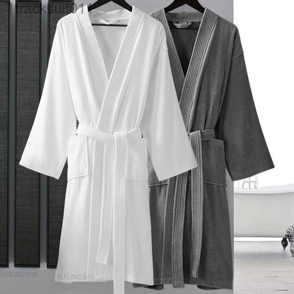 Erkekler Cüppeler Kadın% 100 Pamuklu Terry Banyo Bornası Artı Beden Emik Su Havlusu Batrobe Kimono Soyunma Elbisesi Kış Yaz Erkekler Waffle Swaffe Swaffe L231130