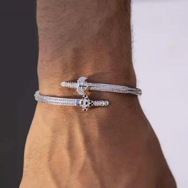 Bangle Top Quality Hip Hop Iced Out Меч манжета микромолосная, кубическая циркония браслет винтажный подарок для женщин мужские ювелирные изделия 2023