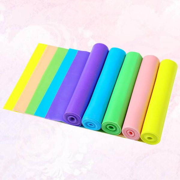 Direnç Bantları 5 PCS Band Elastik Yoga Fitness Kayışı Eğitim İçin Streç egzersiz - 150x15x0.035cm (Pembe/Mavi/Yeşil/Sarı/Pur