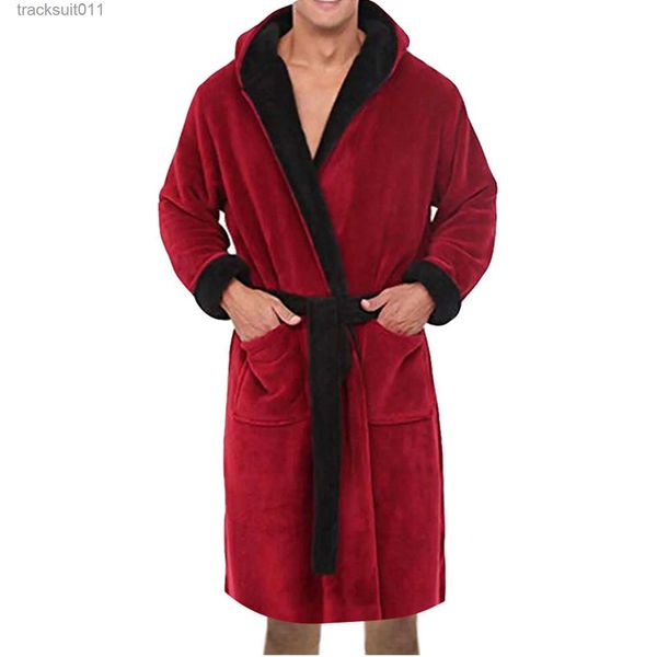 Мужские халаты, горячая распродажа, мужские зимние 2021, теплые халаты, одежда для сна, толстый удлиненный плюшевый халат Shl, кимоно, домашняя одежда, длинная салазки, ночная рубашка L231130