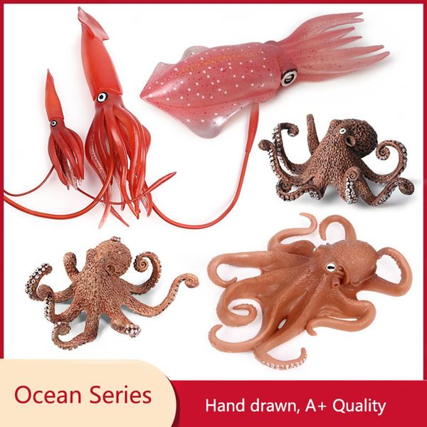 Hot Sale Marine Animal Games Model Figuras Toys Simulação Lula Octopus Águeira do Sofly parafuso PVC Ação Figura Figura Crianças Toy Educacional Presente S2077