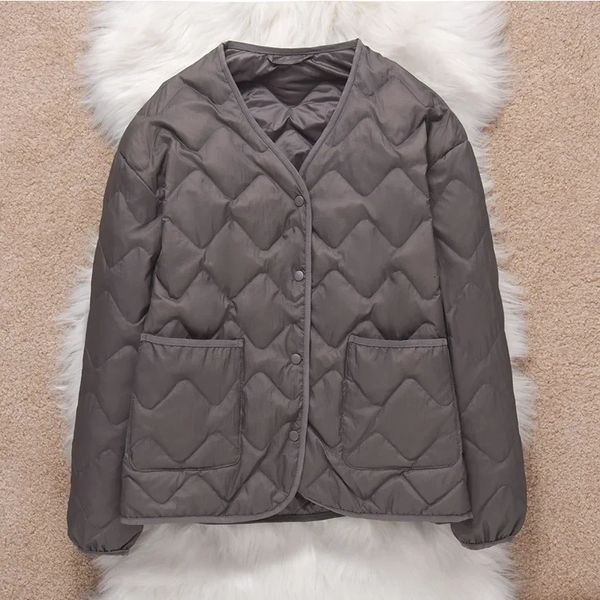 Piumino da donna Parka Autunno Inverno Giacca femminile Diamond Grid Colletto corto Girocollo Indossare Fodera interna Cappotto sottile nuvola più spessa 231129