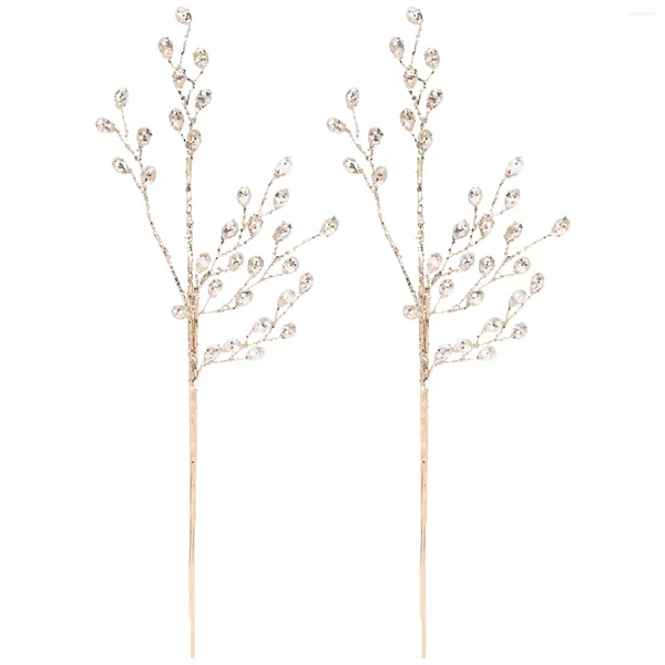 Portacandele 2 pezzi ramoscelli artificiali decorazioni natalizie steli di bacche in acrilico finto raccoglie piante di Natale rami perline