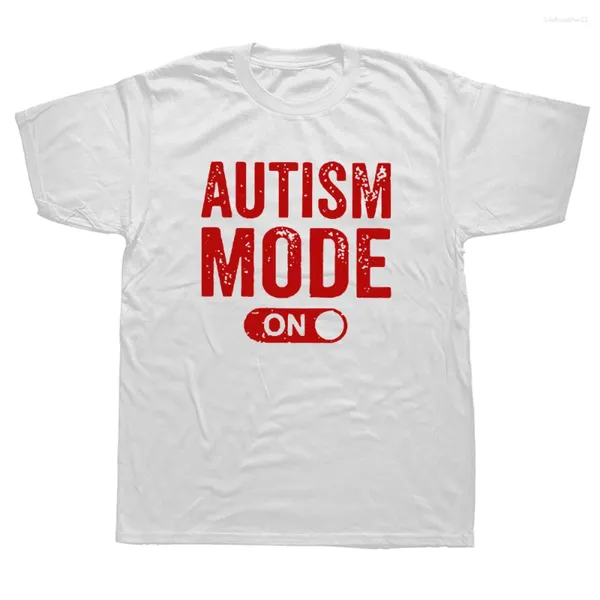 Camiseta masculina estilo engraçado feito autismo modo em gráfico impresso streetwear manga curta presentes de aniversário camiseta roupas unissex