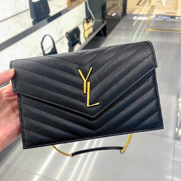 Lady WOC envelope Designer Bolsas Ombro Messenger Bag Mulheres Luxurys Real Couro Mens Embreagem CrossBody Classic Flap Bags Caviar Bolsas Tote Moda Mesmo Saco de Mão