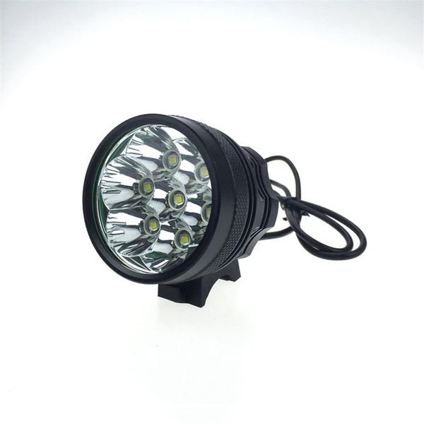 7T6 Luce per bici 7 Cree XM-L T6 3 modalità 9800LM Luce per bicicletta anteriore con 6 caricatori per batterie 18650 320p