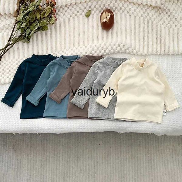 Hoodies sweatshirts miniainis sonbahar kış bebek yarım yüksek yakalı gömlek kızlar sıcak giysiler erkekler düz renk üstleri ldren çocuk giyim