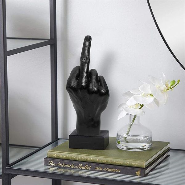 Personalizzato dito medio statua ornamento decorazione della scrivania di casa accessori gesto del desktop figurine scultura soggiorno arredamento 2207R