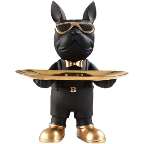 Oggetti decorativi Figurine Bulldog Animale Decorazione della casa Accessori Ornamenti da tavolo Vassoio portaoggetti Modello di cane Statua Scultura Soggiorno Decor 231129