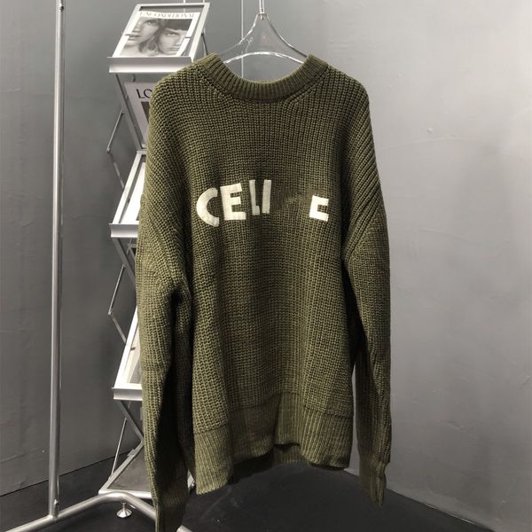 дизайнерские мужские и женские свитера с вышитым буквенным логотипом, свитера свободной вязки, пара черных, зеленых топов